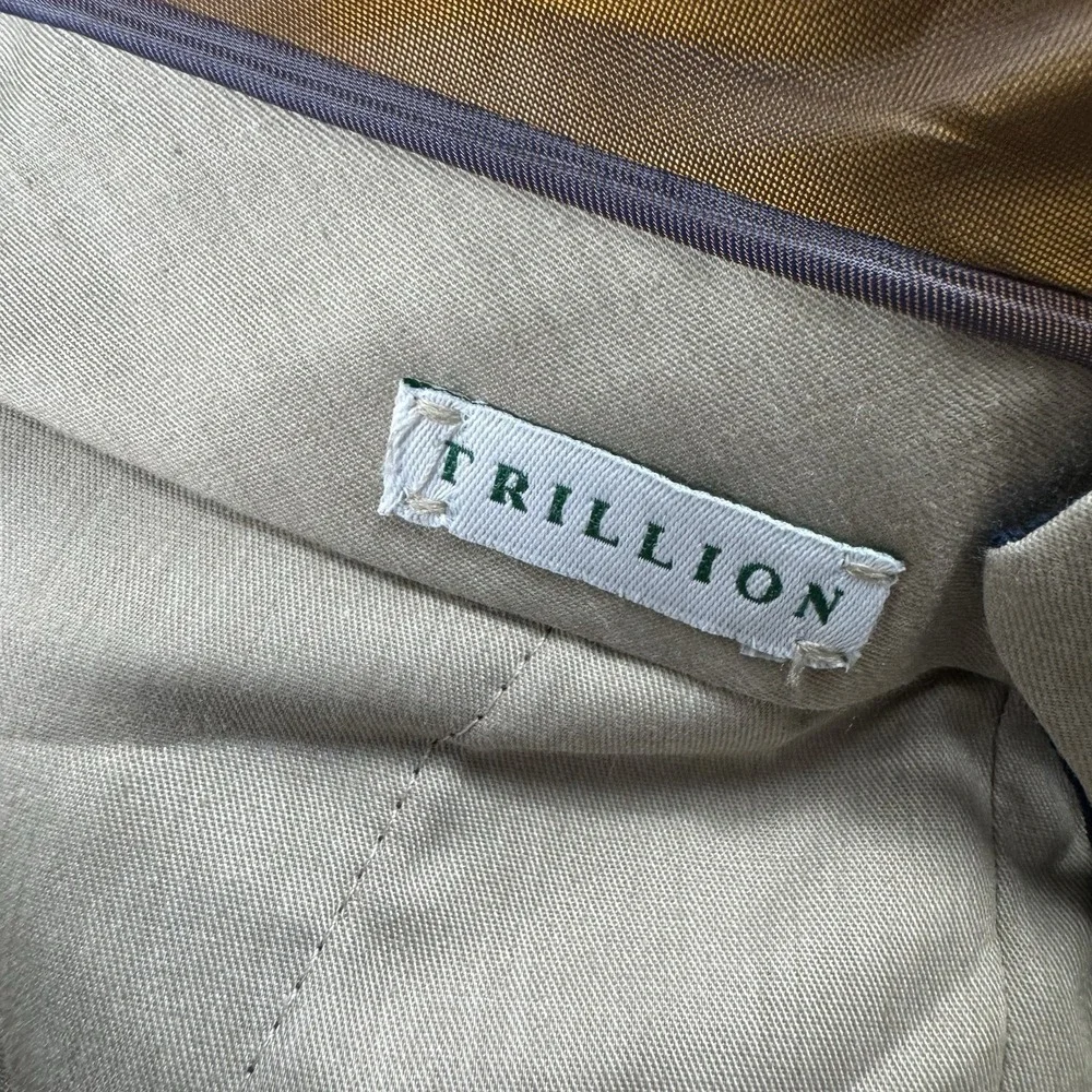 Trillion Pure Linen Flat Front Navy Blue‎ Men's Trouser Size 30xUnf NWOT
